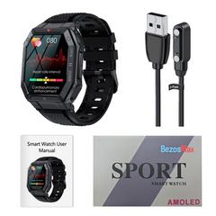 BezosMax K55 Rugged Military Smartwatch Compatible with Android/iPhone