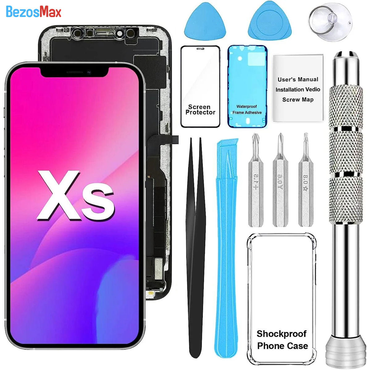 BezosMax iPhone XS Screen Replacement 3D Touch Screen LCD Display Tool Set